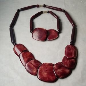 Matching Native Heavy Wood Bracelet And Necklace